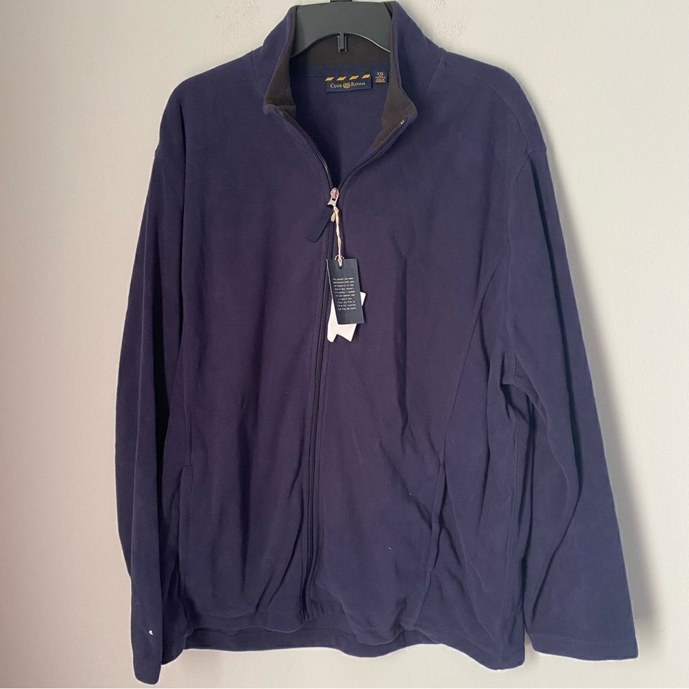 Club Room Men’s Full Zipper Fleece Jacket XXL Blue